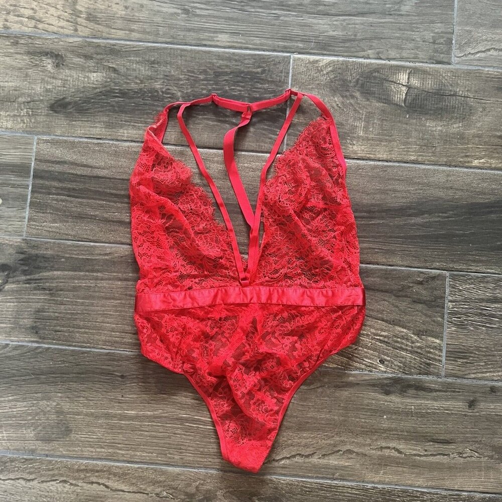 victoria secret Red One Piece Lace Size Medium